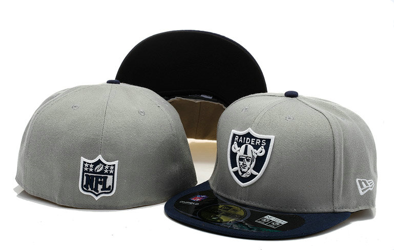 Oakland Raiders Grey Fitted Hat 60D 0721